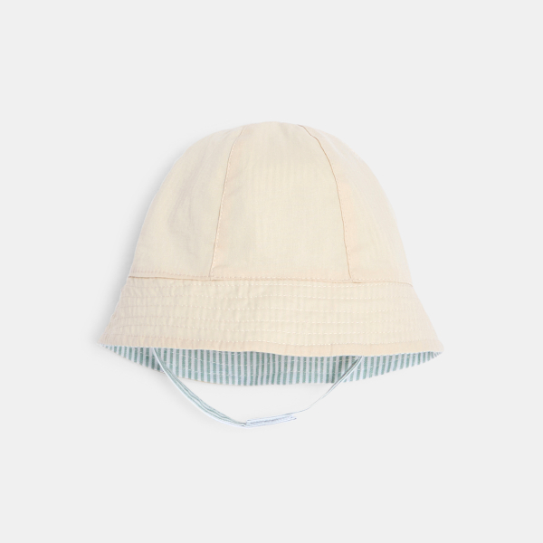 قبعة شمس مخططة موديل بوب باللون الأزرق للفتيان.